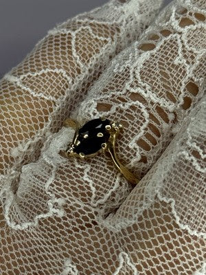 14K Yellow Gold Sapphire & Diamond Ring Size 7.5