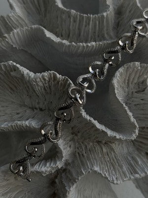 925 Sterling Silver Black & White Diamonds Heart Bracelet 7.5