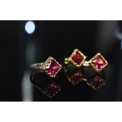 925 Sterling Silver with Gilding Alpanite Set (Ring Size 6)