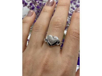 925 Sterling Silver Diamond "Heart" Ring Size 7.5