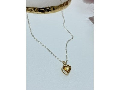 14K Yellow Gold Heliodor Heart Chain With Pendant