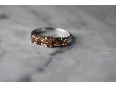925 Sterling Silver Hessonite Ring Size 8