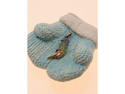 925 Sterling Silver Gold Plated CZ & Enamel "Parrot" Pendant