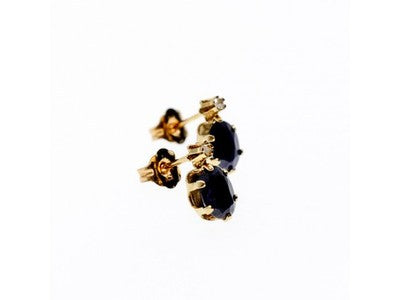 14K Yellow Gold Almandine & Diamond Earrings