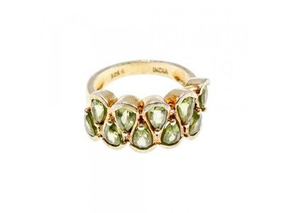 925 Sterling Silver Gold Plated Peridot Ring Size 6.5