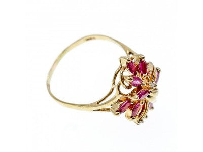 14K Yellow Gold Spinel & Diamonds Ring Size 10.5