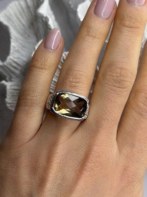 925 Sterling Silver Brown Tourmaline Ring Size 7