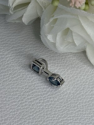 925 Sterling Silver Blue Topaz Pendant Length 0.70 Inch