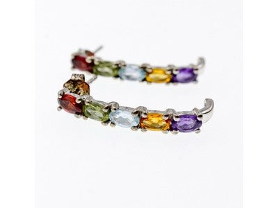 925 Sterling Silver Multi Gemstones Earrings