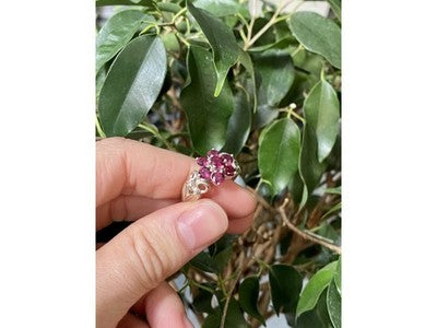 925 Sterling Silver Pink Spinel "Flower" Ring Size 7