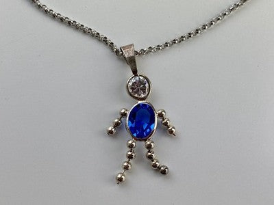 925 Sterling Silver CZ "Man" Chain With Pendant
