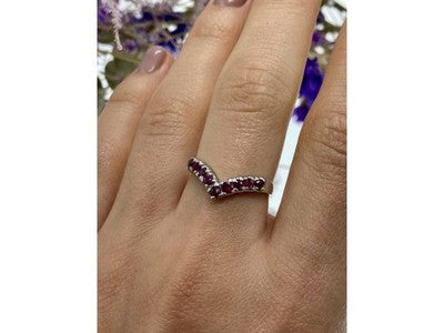 925 Sterling Silver Pink Topaz Ring Size 8