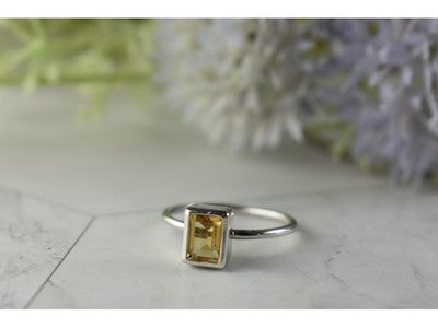 925 Sterling Silver Citrine Ring Size 7.5