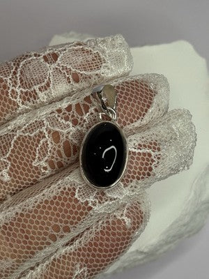 925 Sterling Silver Black Onyx Pendant Length 1.2 Inch