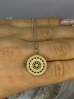 14K YELLOW WHITE GOLD DIAMOND 0.7 CARAT NECKLACE LENGTH 18 INCH