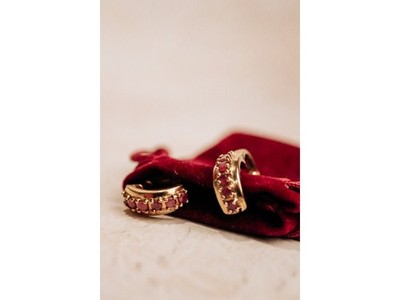 925 Sterling Silver Gold Plated Rubies Earrings