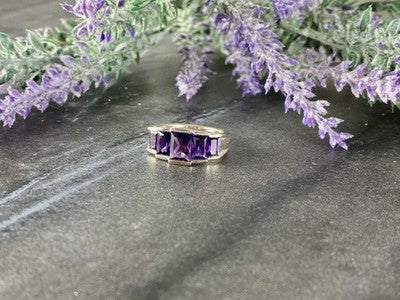 925 Sterling Silver Amethyst Ring Size 6.5
