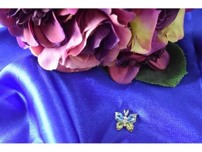 14K Yellow Gold Topaz, Peridot & Diamonds Butterfly Pendant