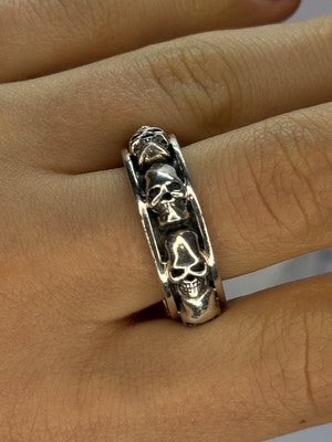925 Sterling Silver Skull Custom Ring Size 10.5