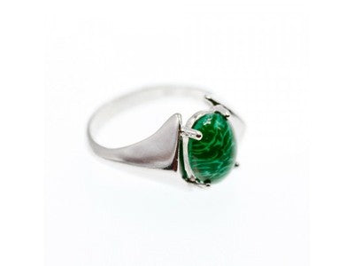 925 Sterling Silver Malachite Ring Size 7