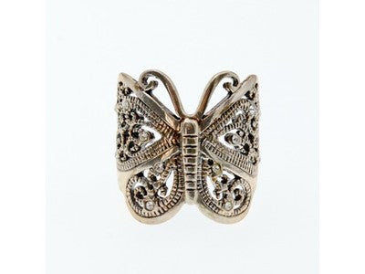 925 Sterling Silver CZ "Butterfly" Ring Size 6.5