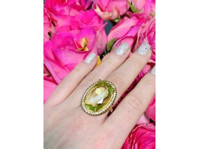 925 Sterling Silver Gold Plated Alpanite Ring Size 9.5