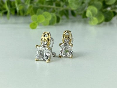 925 Sterling Silver Gold Plated White Tourmaline (Achroite) Earrings