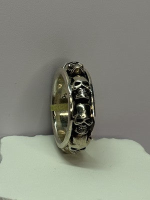 925 Sterling Silver Skull Custom Ring Size 10.5