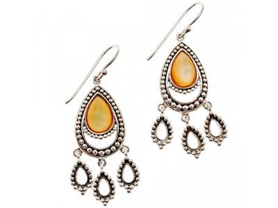Vintage 925 Sterling Silver Agate Earrings