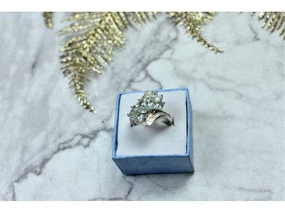 925 Sterling Silver Blue Spinel Ring Size 8