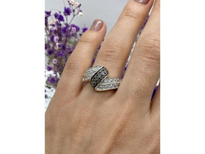 925 Sterling Silver Blue & White Spinel Ring Size 7