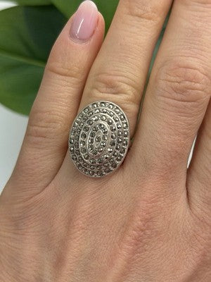 Beautiful Vintage 925 Sterling Silver Marcasite Ring Size 6