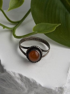 Vintage 925 Sterling Silver Carnelian Ring Size 9.5
