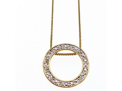 925 Sterling Silver Gold Plated White Sapphire Necklace Italy