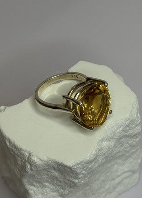925 Sterling Silver Citrine Ring Size 7