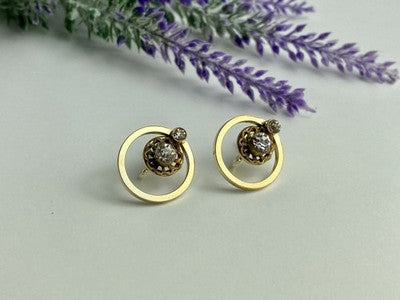 925 Sterling Silver Gold Plated CZ Earrings