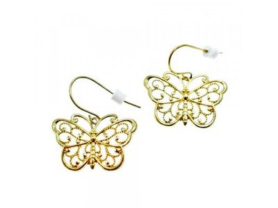 925 Sterling Silver Gold Plated "Butterflies" Earrings