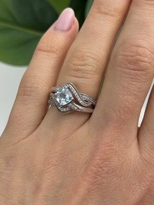JWBR 925 Sterling Silver Topaz & Beryl Ring Size 7