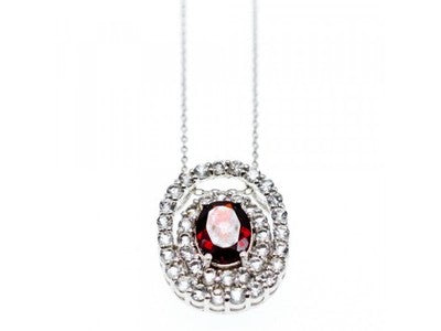925 Sterling Silver Garnet & Goshenite Chain With Pendant