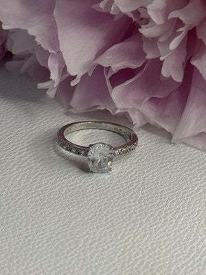 Shiny 925 Sterling Silver CZ Ring Size 10