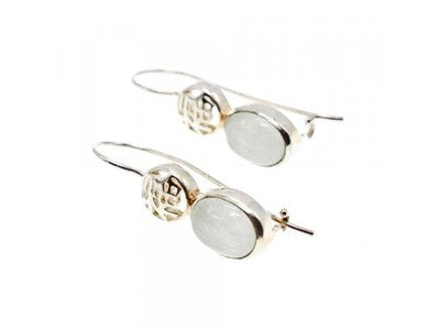 925 Sterling Silver White Jadeite Earrings