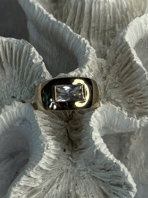 925 Sterling Silver Gold Plated Beryl & Ruby Ring Size 7