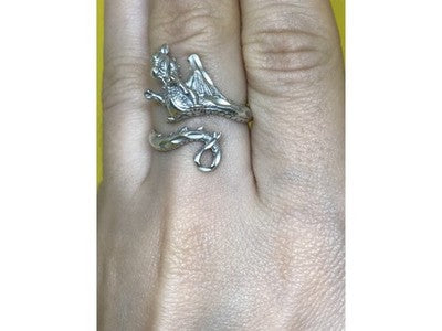 925 Sterling Silver "Dragon" Ring Size 8 (Adjustable)