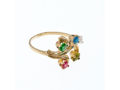 14K Yellow Gold Multicolor Spinel Ring Size 7