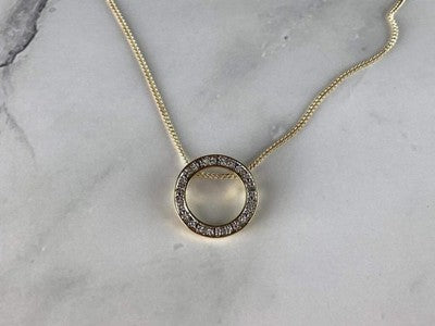 925 Sterling Silver Gold Plated White Sapphire Necklace Italy