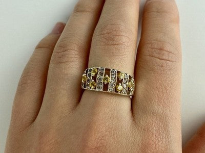 925 Sterling Silver Citrine & Quartz Ring Size 8.5