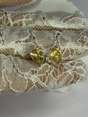 925 Sterling Silver Citrine Earrings Length 0.4 Inch