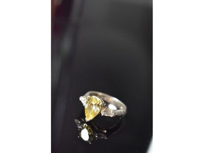 925 Sterling Silver Yellow CZ Ring Size 10.5