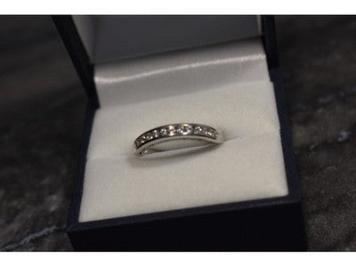 925 Sterling Silver CZ Band Ring Size 8