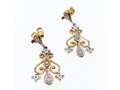 10K Yellow Gold Diamonds Earrings